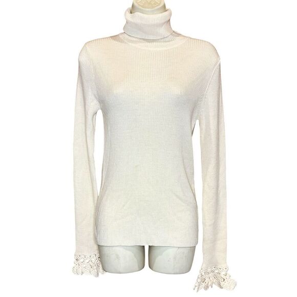 SEA NY Wynter Extrafine Merino Wool Top in White NWT Size Large - Picture 3 of 7